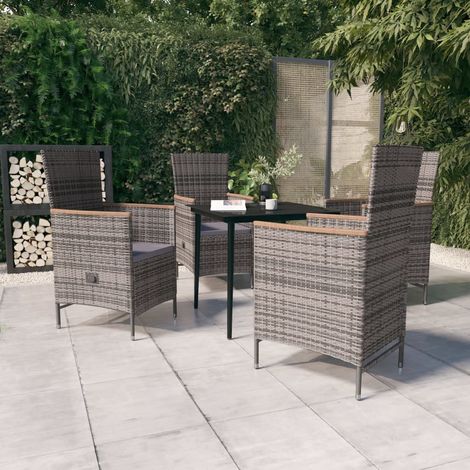 Salon de jardin 5 pcs - Mobilier de jardin - Ensemble de salle à manger de jardin avec coussins Gris Chic-297952 (1/5)