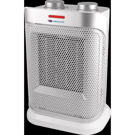 Radiateur soufflant électrique 1500W Descon Dédras, chauffage d'appoint rapide et silencieux, design argenté compact pour bureau ou salon