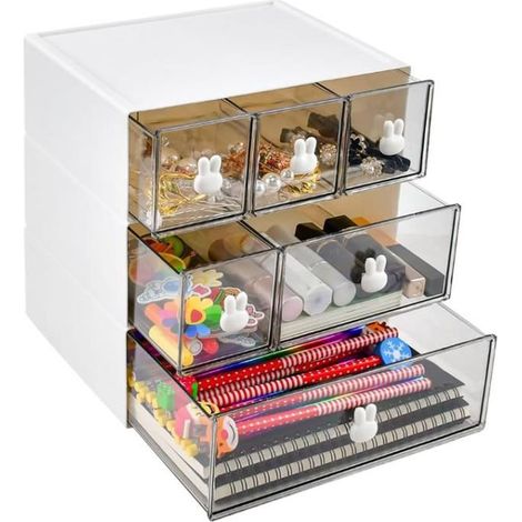 Boîte de Rangement - Non spécifié - 6 Tiroirs - Plastique Transparent - Empilable - Multifonctionnel (1/4)