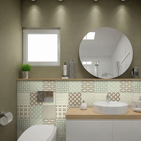 Stickers muraux - Sticker Mural Carrelage adhésif Cuisine Salle de Bain - 9 STICKERS CARRELAGES BOHÈME - 9stickers15x15cm (1/5)