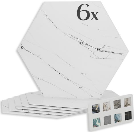 HEXIM Marmorplatten Optik Hexagon Set 6 Stück SPC Dekor Fliesen innen außen: 2014, 6 Stück (1/5)