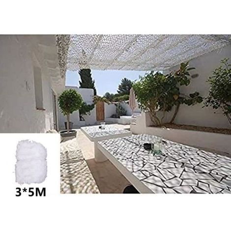 Filet de camouflage blanc 3 x 5M, filet de décoration de jardin, voile d\'ombrage de jardin, blanc (1/5)