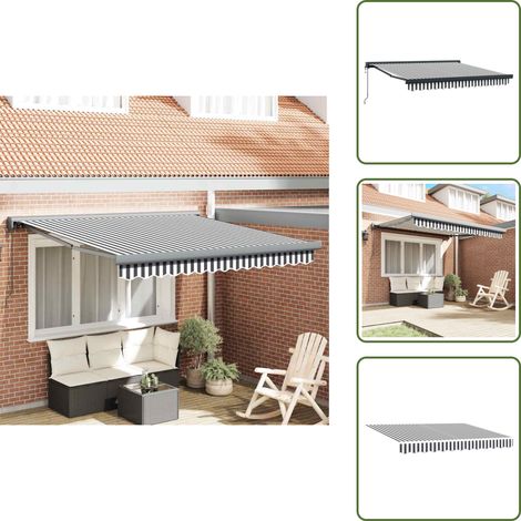 vidaXL Auvent rétractable anthracite/blanc 3x2,5 m tissu et aluminium (1/5)