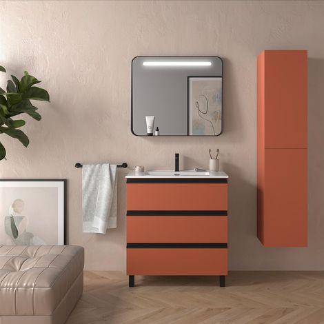Armoire SPIRIT 800 3 tiroirs métalliques avec fermeture amortie TERRACOTA 797 x 810 x 450 mm (1/3)