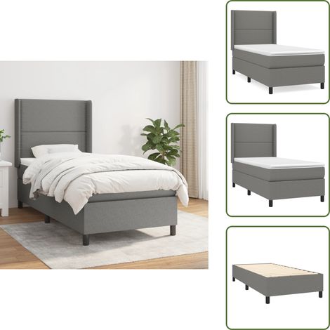 Colchón de espuma - vidaXL Cama box spring con colchón tela gris oscuro 90x200 cm - Cama con cabecero ajustable