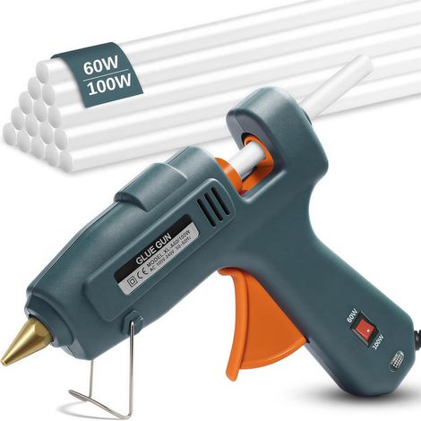 Pistolet a Colle Chaude 60W/100W Double Température 3 Min Chauffe, Livrer 15 Colles Chaudes 11mm X 200mm, Pour Bricolage, Travaux Manuels, Réparations (1/5)