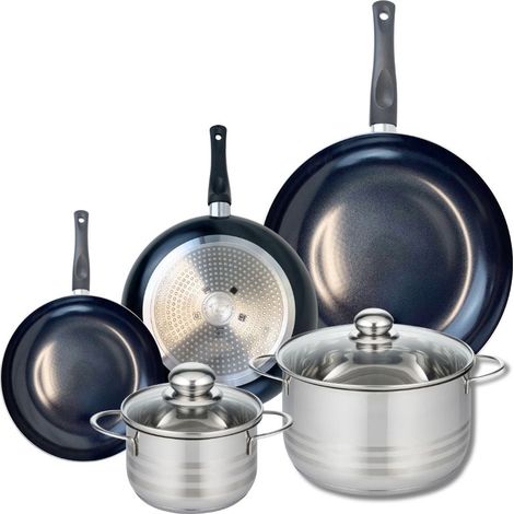 Ensemble de 3 Poêles de cuisson 20, 24 et 32 cm et 2 faitouts 16 et 24 cm Elo Prima Brillant (1/5)