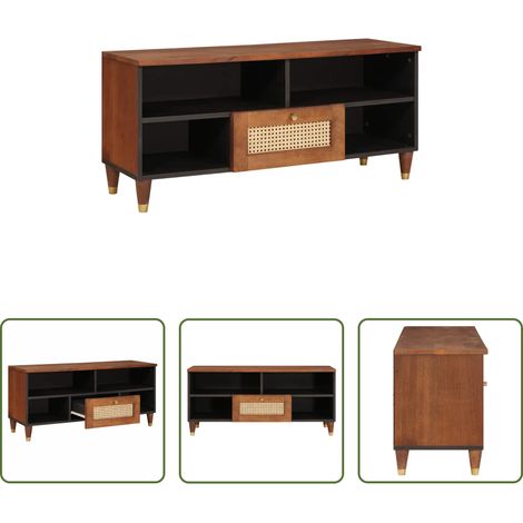 Schrank -  TV-Schränk mit Regal Braun 100 x 33,5 x 46 cm Massivholz Mango (1/5)
