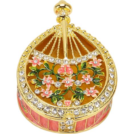 Coffret à bijoux en forme d'éventail décoratif, boîte à bijoux élégante avec charnière pour rangement de bijoux (1/5)