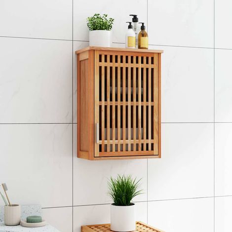 vidaXL Armario de baño para pared madera maciza de nogal 42x23x60 cm (1/5)