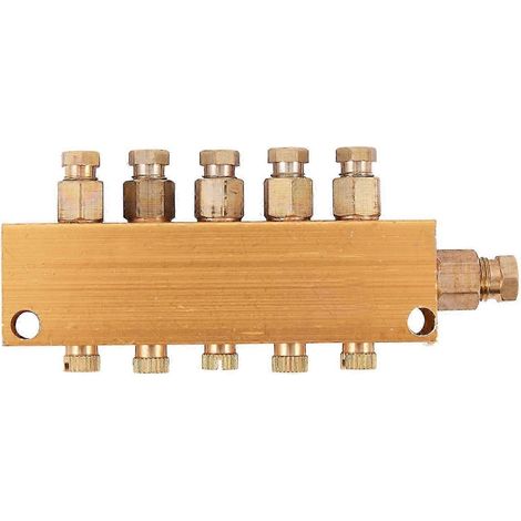 Schmierölverteiler, Luftdruckregler, Verteilerblock, 6-mm-Einlass, 4-mm-Auslass, Öl (1/5)