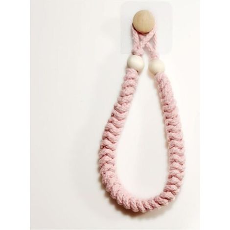 1 soporte para toallas (rosa) Soporte para papel higiénico de cuerda para baño Soporte para rollo de papel higiénico Retro Toallero de madera y cuerda de yute para baño y cocina-Crezuo