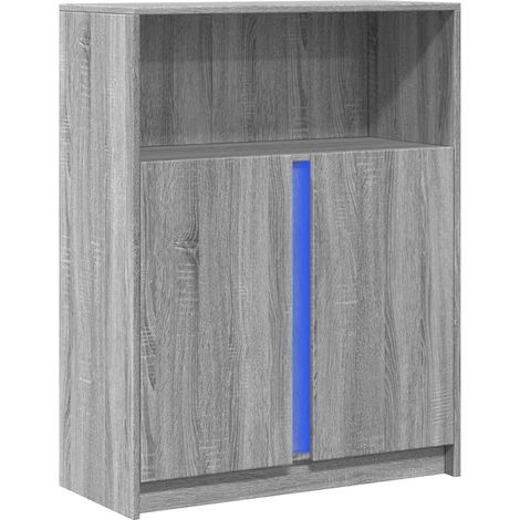 Credenza buffet cassettiera mobile contenitore organizer cucina soggiorno soggiorno con LED Sonoma 77 x 34 x 100 cm derivati del legno grigio 020029823