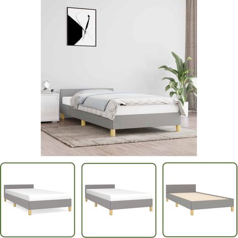 The Living Store Cadre de lit sans matelas gris clair 80x200 cm tissu - Cadre De Lit - Lit Double - Literie - Meuble Chambre - Tête De Lit (1/5)