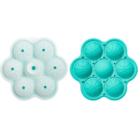 Moules à glaçons sphériques en silicone, lot de 7, 5 cm, pliables, anti-fuites, bleus, (1/3)