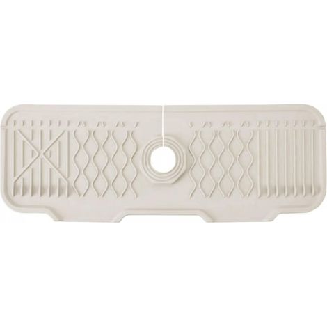 Tapis de robinet en silicone, protection anti-éclaboussures pour robinet d'évier, bac d'égouttement pour robinets à poignée, tapis d'évier pour comptoir de cuisine et de salle de bain (blanc, 43 cm) (1/5)
