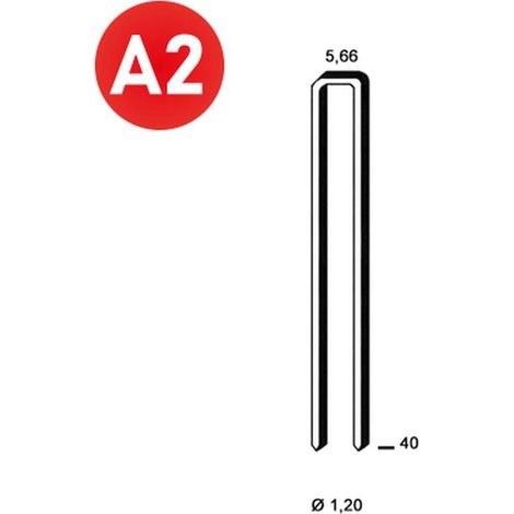 4 000 Agrafes E-40 - Galvanisées Résinées - Inox A2 - 5.66x40x1.2 mm - D-Work