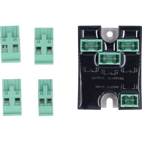 Anschlussset für BERM-Dreiphasen-Mini-Halbleiterrelais (SSR): 4–32 V DC-Eingang, 24–480 V AC-Ausgang (1/5)