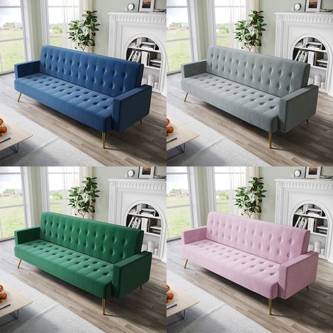 ELEGANT Modern Sofa Bed Multifunctional Three-Gears Adjustable Backrest Ultra Soft Material Velvet Cloth High-bounce Sponge Grey, 192x79x75cm