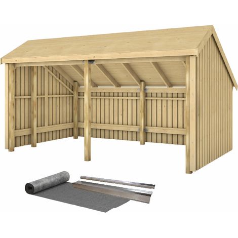 Plus Gartenhaus Multi 2 Module 416 x 238 cm natur offen (1/3)