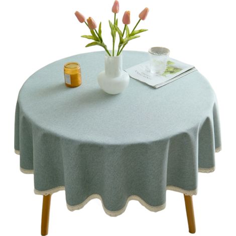 Nappe de table ronde 140 cm lin coton lavé décoration cuisine (1/5)