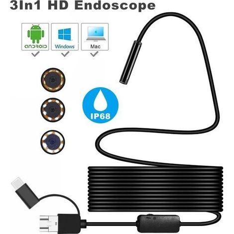 BLCR 8mm wasserdichtes IP68 1200P HD 3-in-1 Computer-Endoskop-Schlauch, 8 LEDs Inspektions-Endoskop-Kamera (2m) (1/4)