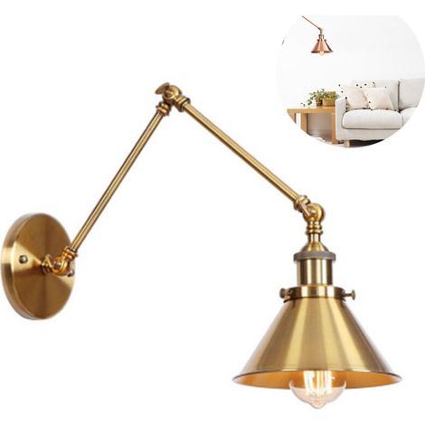 [NEVER USED] Vintage Industrial Wall Lamp Iron Sconce Adjustable Swing Arm Wall Sconce Spotlight Retro Loft Funnel Shade Wall Sconces