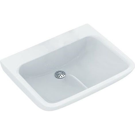 Lavabo higiénico CONTOUR 21 Plus con aleta, con orificio para grifería, antibacteriano 500 mm blanco IDEAL STANDARD