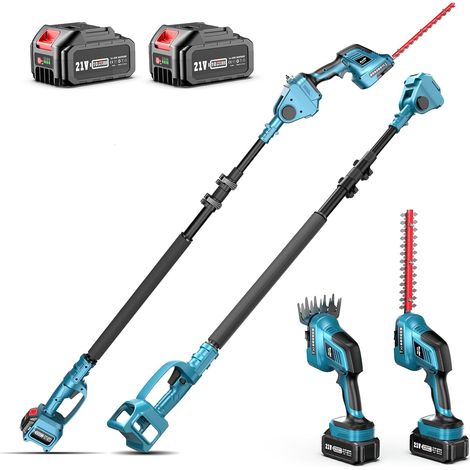 1 Taille Haie Telescopique, 2 Batteries 4.0Ah, Lame 300mm, Tete 180 Degres, Jardin (1/5)