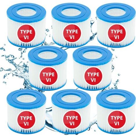 BUNTHAUS Cartouche defiltre Piscine Type VI, pour Bestway Type VI Pool Filter, Taille 6-58323 pour Filtre Spa pour bestway pour Lay-z-Spa Miami, Vegas, Monaco, pour Nettoyage Filtre Spa, 8pcs