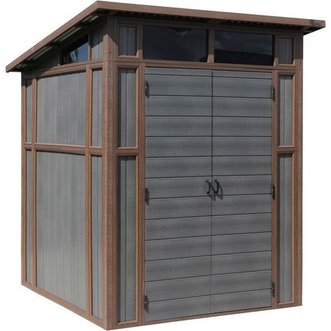 7 x 7 Feet Premium Composite Pent Shed - L208 x W203 x H240 cm - Grey