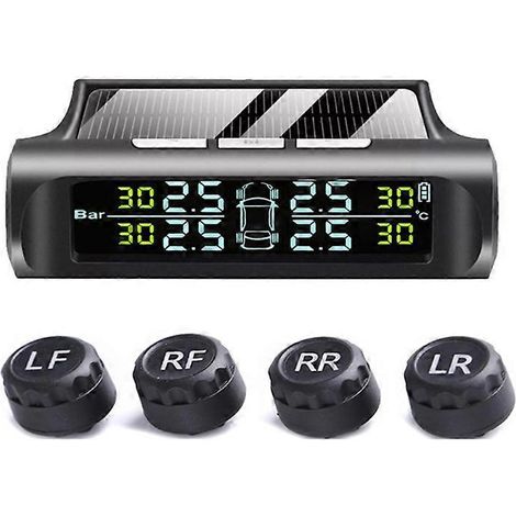 Capteur de Pression des Pneus Solaire TPMS, Système de Surveillance de la Pression des Pneus 4 Capteurs pour Voiture (1/4)
