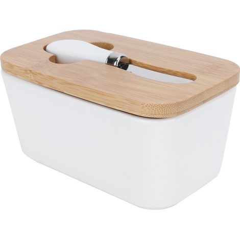Boîte à beurre en céramique avec couvercle en bois, plat de conservation hermétique pour cuisine, rangement alimentaire. (1/5)