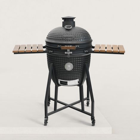 Barbecue charbon Kamado XL 22' pour 8 à 12 pers. – Grille 48 cm en inox – Céramique 3 cm – Pierre à pizza incluse