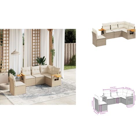 5-tlg. Garten-Sofagarnitur mit Kissen Beige Poly Rattan - Gartenmöbel - Sofasgarnituren - Rattan Möbel - Outdoor Furniture - Lounge Set (1/3)