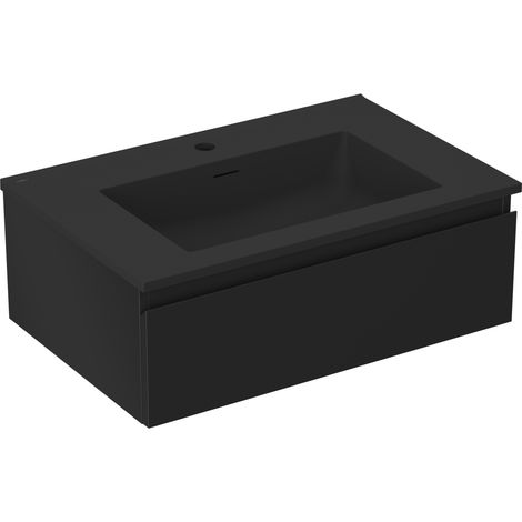 Mexen Orio armoire de salle de bain 70 cm avec lavabo Otis, 1 tiroir, noir mat - 91A10-07023-1-BF71-W18M71 (1/5)