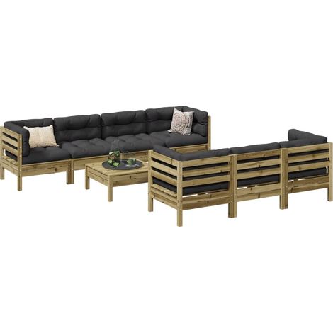 8-tlg. Garten-Sofagarnitur mit Kissen Kiefernholz Imprägniert vidaXL (1/5)
