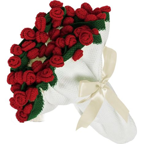 Couverture Florale - Couverture à Roses 3D Main - Pour Intérieur Extérieur - Idéale comme Châle ou Bouquet - Rouge - 1 Pièce (1/5)