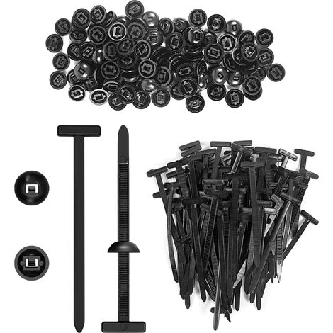 FLITI Redamancy 100 Stück Universal-Kabelbinder aus selbstsicherndem Nylon, Kabelbinder mit Kunststoffnieten, Mehrzweck-Kabelbinder für Kfz-Reparaturen, Schnellbefestigung (1/4)