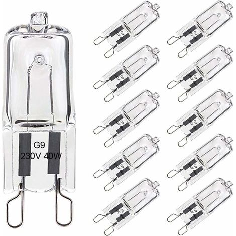 Ampoule G9 40W Pour Four Tolérance de 300°C, Ampoule Halogène G9 Dimmable Blanc Chaud, G9 Ampoules Capsule Filament 480LM 230V Lot de 10 (1/5)
