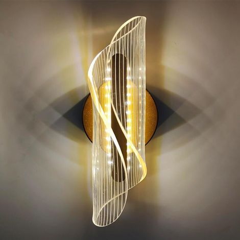 Moderne Applique Mural Led Lampe 10W Spirale Acrylique Applique Murale Éclairage Lampe Murale en Métal Appareils d'éclairage Lumière à trois Couleurs Changeantes pour le chevet, Le jardin, Le Salon [C (1/5)
