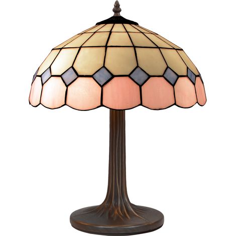 Tischlampe mit geformtem Sockel und Lampenschirm mit 40 cm Durchmesser, Pink-Serie