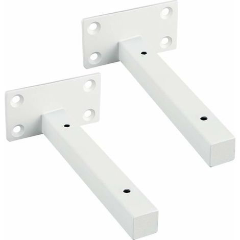 Invisible Floating Shelf Support, Metal Bracket for Floating Tablet, Concealed Wooden Tray Support with Wall Mount, White, 2 Pcs (1/5)