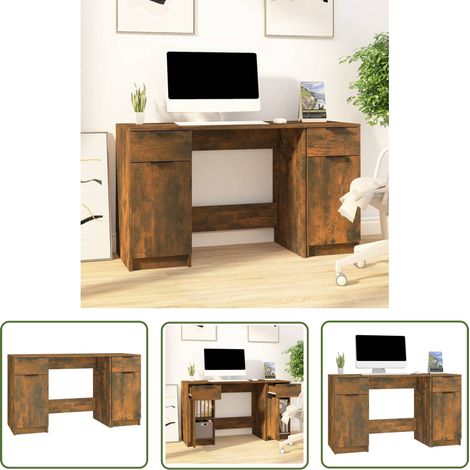Bureau avec armoire latérale Chêne fumé Bois d'ingénierie (1/5)