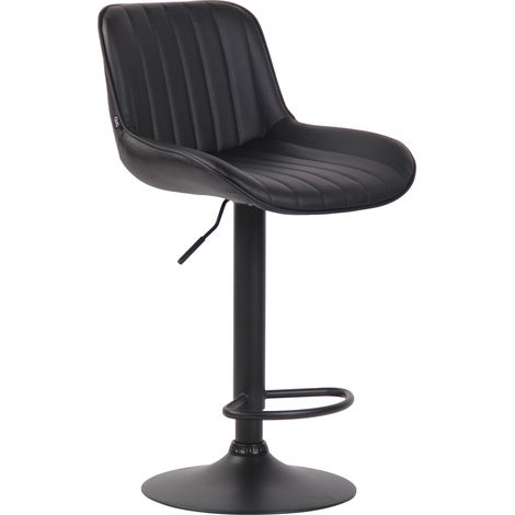 Sgabello da bar seggiolone x1 in PVC nero cuciture verticali supporto in metallo nero 100005101