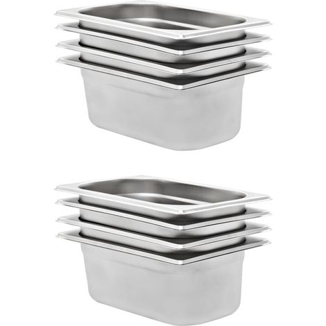 Gastronormbehälter 8 Stk. GN 1/4 100 mm Edelstahl