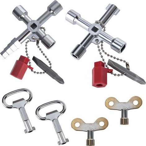 4 Voies Clé Multifonction, Clé En Croix Universelle, Clé Universelle Armoire Electrique,Clé Multifonction,Clé Triangle, Pour Armoires Electriques,Compteurs D'eau, Gaz Et D'Électricité(6 Pièces) (1/5)