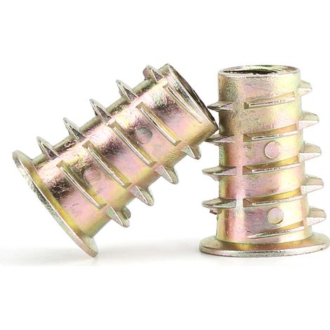 20 pièces écrous à visser M8 20 mm en alliage de zinc à tête hexagonale pour insertion dans le bois (1/5)