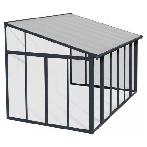 Lean To Greenhouse Sanremo Veranda Clear 3 x 4.25 - Polycarbonate/Acrylic - L435 x W300 x H310 cm - Grey