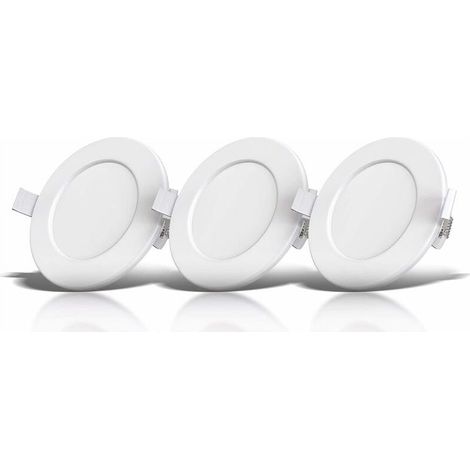 lot de 3 spots encastrables spéciaux salle de bain IP44, protégés contre les projections d'eau, ultra plat, Ø115mm, modules LED 6W, lumière blanche chaude (1/5)